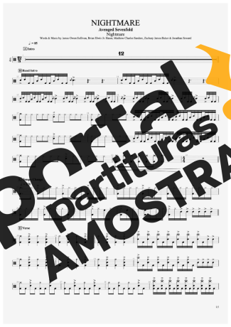 Avenged Sevenfold Nightmare partitura para Bateria