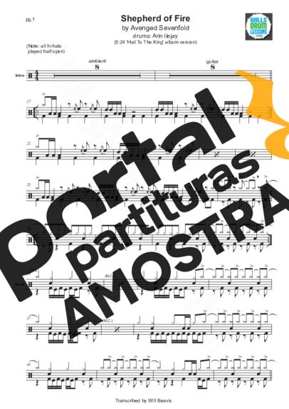 Avenged Sevenfold Shepherd of Fire partitura para Bateria