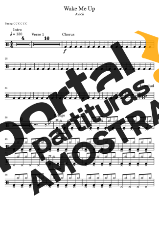 Avicii Wake Me Up partitura para Bateria