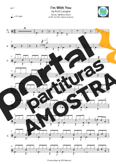 Avril Lavigne  partitura para Bateria