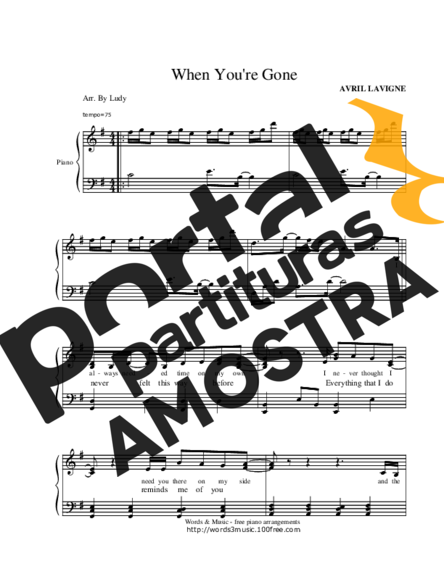 Avril Lavigne When You´re Gone partitura para Piano
