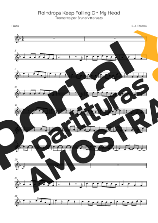 B.J. Thomas Raindrops Keep Falling On My Head partitura para Flauta Transversal