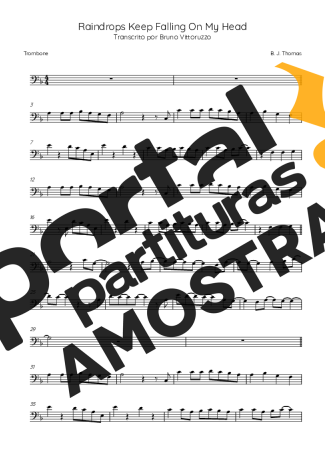 B.J. Thomas Raindrops Keep Falling On My Head partitura para Trombone