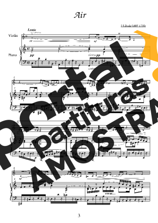 Bach Air partitura para Piano