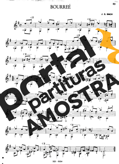 Bach Bourreé partitura para Violão