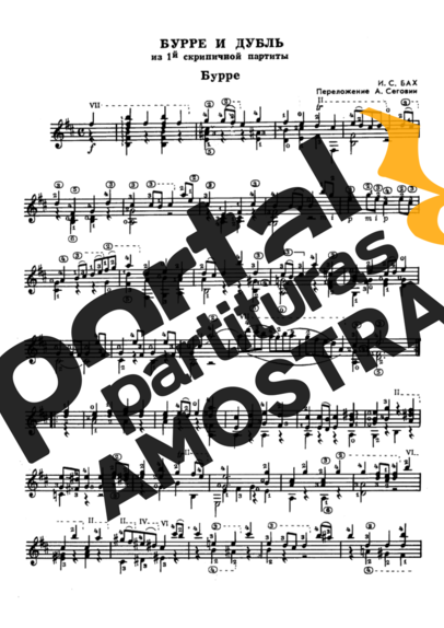 Bach Bourré E Double partitura para Violão
