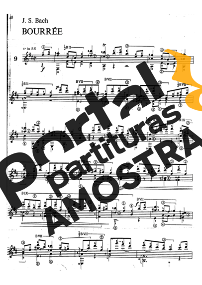 Bach Bourrée partitura para Violão