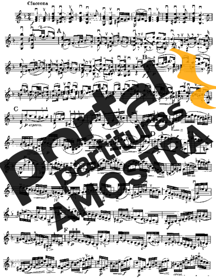 Bach Chaccone in D minor partitura para Violino