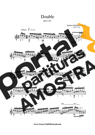 Bach Double BWV 997 partitura para Violão