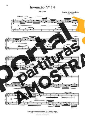 Bach Invenção Nr 14 partitura para Piano