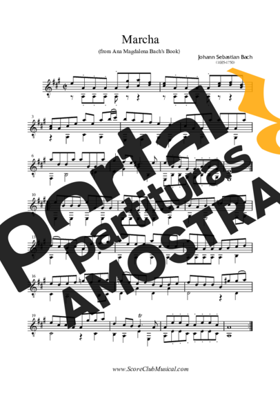 Bach Marcha (do Livro Ana Magdalena Bach) partitura para Violão