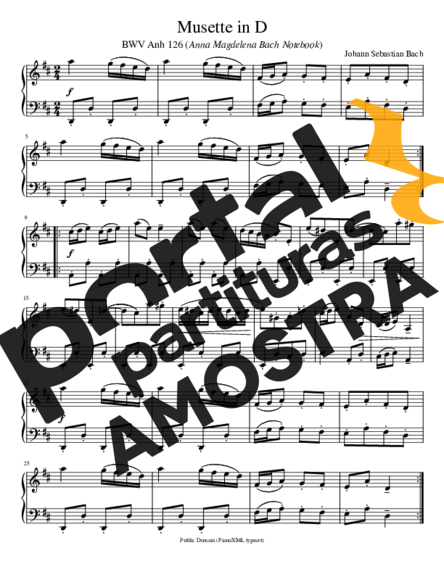 Bach Musette In D partitura para Piano