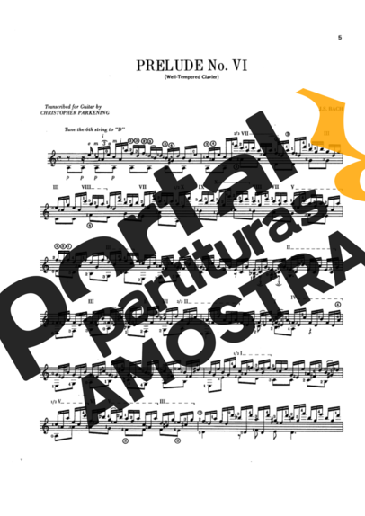 Bach Prelude No VI partitura para Violão