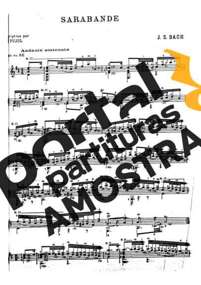 Bach Sarabande partitura para Violão