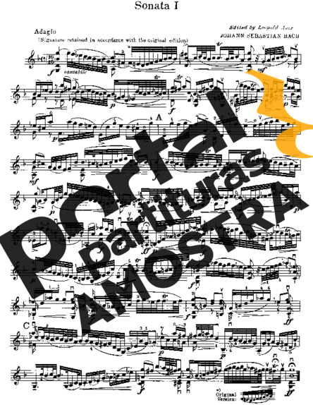 Bach Sonata No. 1 in E minor BWV1001 partitura para Violino