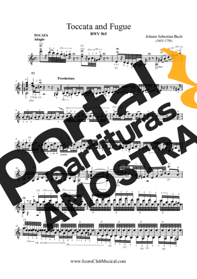 Bach Tocata e Fuga BWV 565 partitura para Violão