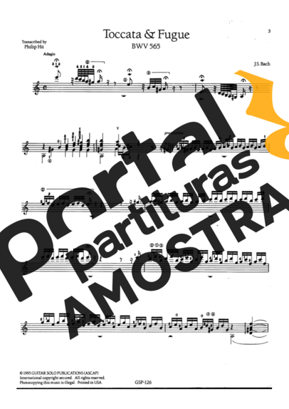 Bach Toccata E Fugue BWV 565 partitura para Violão