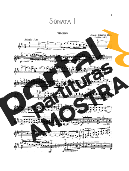 Bach Violin Sonata BWV1014 partitura para Violino