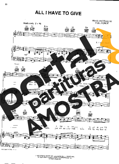 Backstreet Boys All I Have To Give partitura para Piano