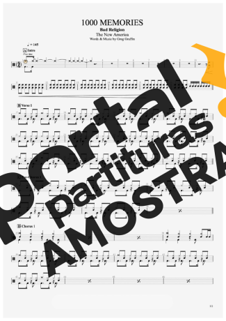 Bad Religion 1000 Memories partitura para Bateria