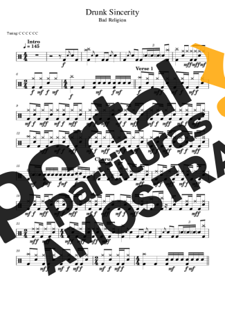 Bad Religion Drunk Sincerity partitura para Bateria