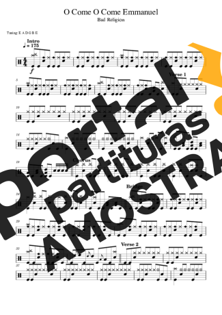 Bad Religion O Come O Come Emmanuel partitura para Bateria