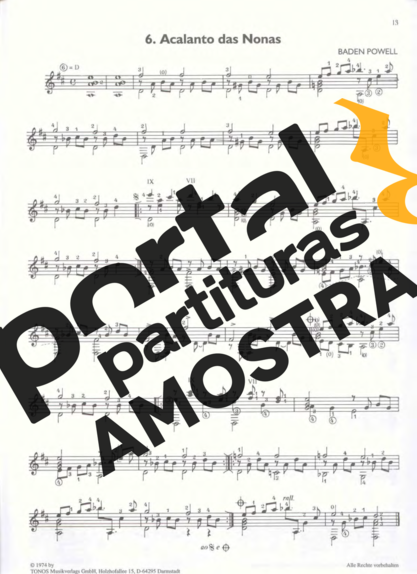 Baden Powell Acalanto Das Nonas partitura para Violão