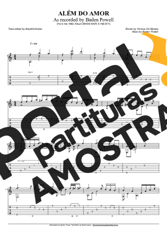 Baden Powell Além Do Amor partitura para Violão