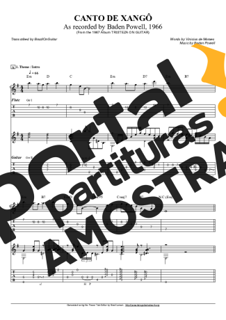 Baden Powell Canto De Xangô partitura para Violão