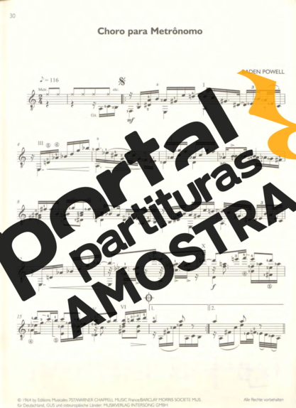 Baden Powell Choro Para Metrônomo partitura para Violão