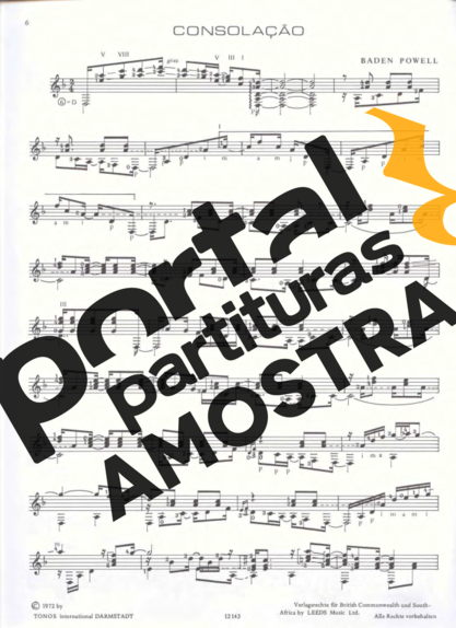 Baden Powell Consolação partitura para Violão