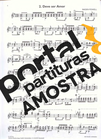 Baden Powell Deve Ser Amor partitura para Violão