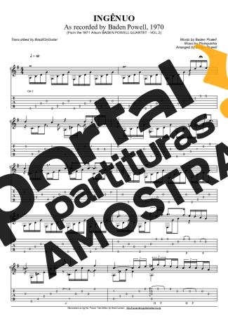 Baden Powell Ingenuo partitura para Violão