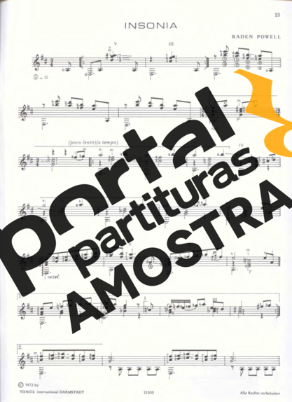 Baden Powell Insonia partitura para Violão