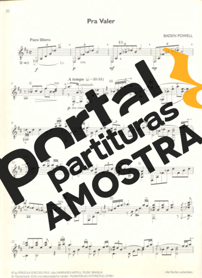 Baden Powell Pra Valer partitura para Violão