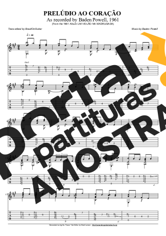 Baden Powell Prelúdio Ao Coração partitura para Violão