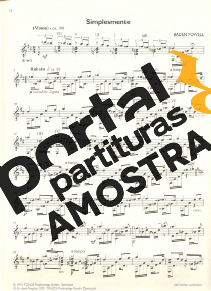 Baden Powell  partitura para Violão