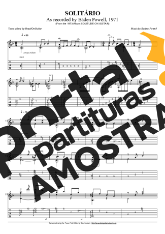 Baden Powell Solitário partitura para Violão