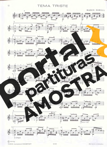 Baden Powell Tema Triste partitura para Violão