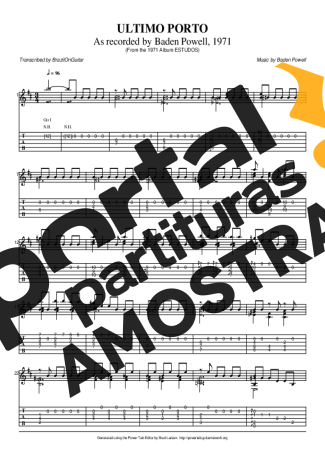 Baden Powell Último Porto partitura para Violão