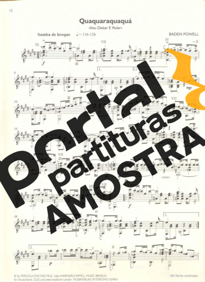 Baden Powell Vou Deitar E Rolar partitura para Violão