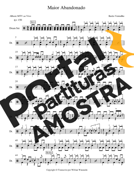 Barão Vermelho  partitura para Bateria