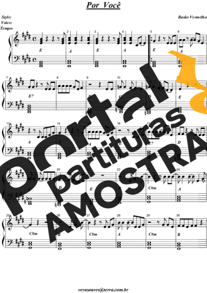 Barão Vermelho Por Você partitura para Piano
