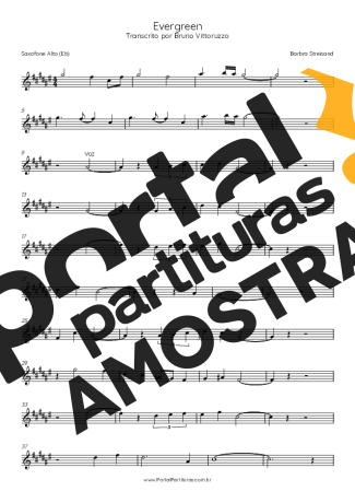 Barbra Streisand Evergreen partitura para Saxofone Alto (Eb)