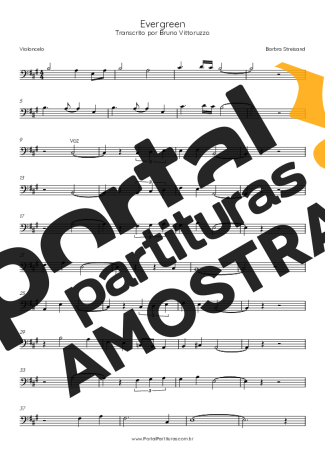Barbra Streisand Evergreen partitura para Violoncelo