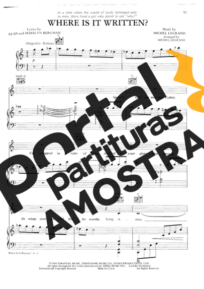 Barbra Streisand Where Is It Written_ partitura para Piano