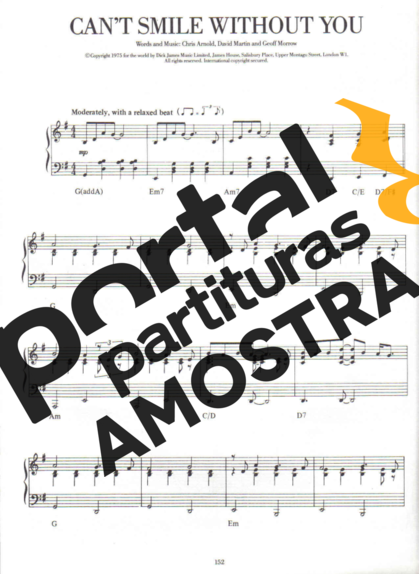 Barry Manilow Cant Smile Without You partitura para Piano