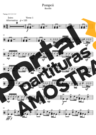 Bastille Pompeii partitura para Bateria