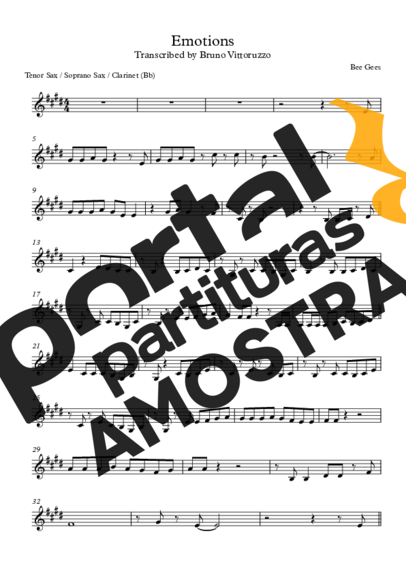 Bee Gees Emotions partitura para Saxofone Tenor Soprano (Bb)
