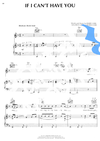 Bee Gees If I Can´t Have You partitura para Piano